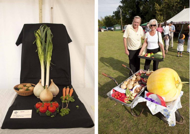  The vegetable competitions are as keen as ever. To the right: Ernie and Sandra Nobes bring their entries to the Show | Peter Oldridge