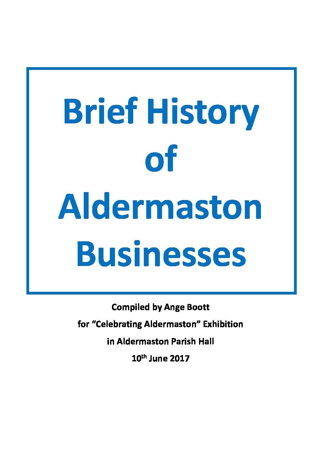 A brief history of Aldermaston Businesses